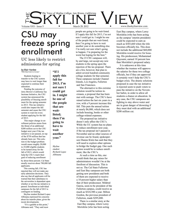CSU enrollment freeze